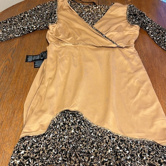 Vero Moda animal print dress flounce on bottom lined sheer sleeves sz M - Picture 10 of 12